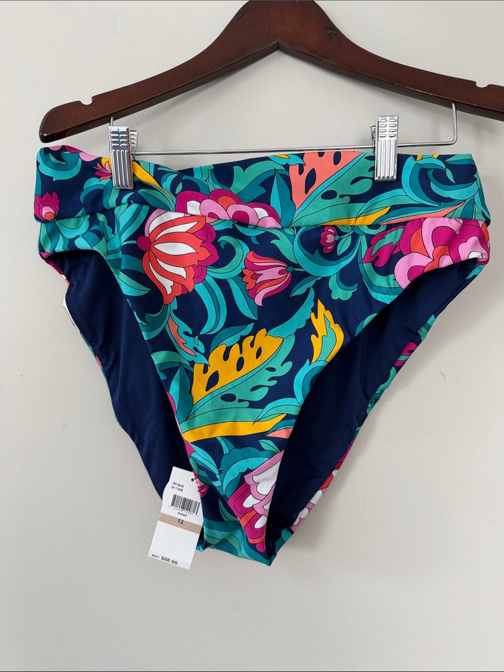 Trina Turk Teal Navy Pink Floral Bikini with Matching Sarong - Picture 7 of 9